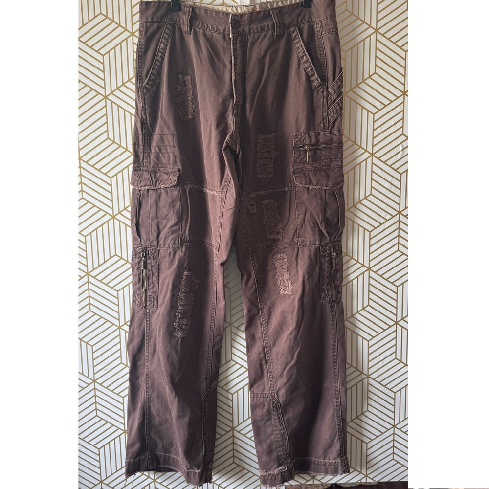 VTG Rare CAFFEINE Y2k Men’s Midtown Relaxed Cargo Distressed pants 32 x 32